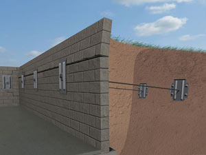 A graphic illustration of a foundation wall system installed in Basalt