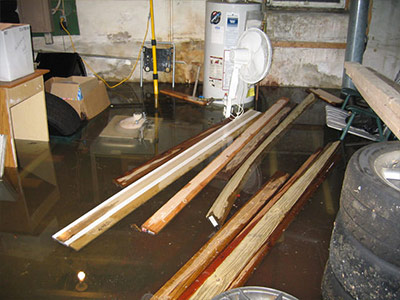 Flooded Basement and Debris
